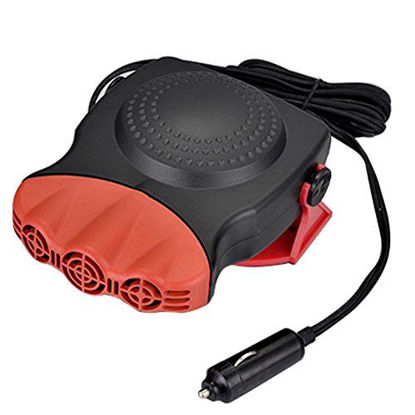 Picture of Car Heater, Portable 60 Seconds Fast Heating Quickly Defrosts Defogger 12V 150W Auto Ceramic Heater Cooling Fan 3-Outlet Plug In Cig Lighter (Red)