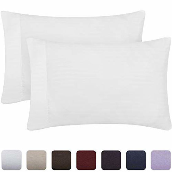 Picture of Mellanni Striped Luxury Pillowcase Set - Brushed Microfiber 1800 Bedding - Wrinkle, Fade, Stain Resistant - Hypoallergenic (Set of 2 King Size, Striped White)