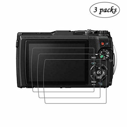 Picture of PCTC Tempered Glass LCD Screen Protectors Compatible for Olympus TG-6 TG-5 TG6 TG5 Protective Film Cover (3 Packs)