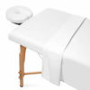 Picture of Saloniture 3-Piece Microfiber Massage Table Sheet Set - Premium Facial Bed Cover - Includes Flat and Fitted Sheets with Face Cradle Cover - White