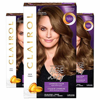 Picture of Clairol Age Defy Permanent Hair Color, 6 Light Brown, 3 Count