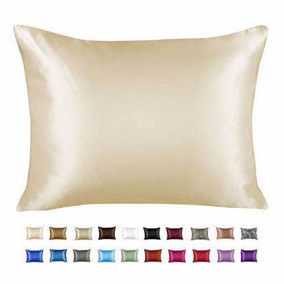 Picture of ShopBedding Luxury Satin Pillowcase for Hair - Standard Satin Pillowcase with Zipper, Ivory (1 per Pack) - Blissford