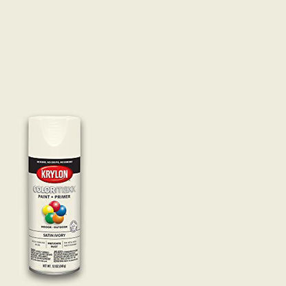 Picture of Krylon K05567007 COLORmaxx Spray Paint and Primer for Indoor/Outdoor Use, Satin Ivory
