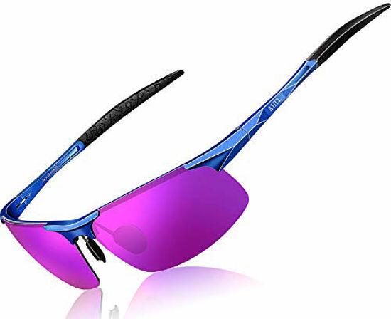 GetUSCart- ATTCL Men's Fashion Driving Polarized Sunglasses for Men Al-Mg  metal Frame 8177Blue-purple