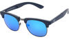 Picture of Foldies Black Folding Browline Sunglasses with Polarized Blue Mirror Lenses