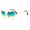 Picture of Meyison Heart Shaped Sunglasses Thin Metal Frame Cute Aviator Style Eyewear(Gold frame/gradient green lens)