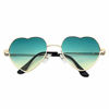 Picture of Meyison Heart Shaped Sunglasses Thin Metal Frame Cute Aviator Style Eyewear(Gold frame/gradient green lens)