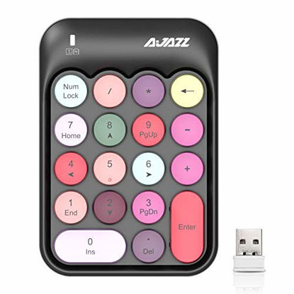 Picture of Wireless Numeric Keypad 18 Keys with 2.4G Mini Portable Silent Number Pad USB Receiver Financial Accounting Keyboard Extensions for Laptop Desktop PC ProBlack Mix