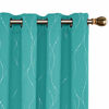 Picture of Deconovo Grommet Top Blackout Curtains Wave Line with Dots Foil Printed Light Blocking Window Draperies for Sliding Glass Door 52 x 72 Inch Turquoise 2 Panels