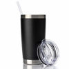 Picture of Civago 20oz Tumbler with Lid and Straw, Stainless Steel Vacuum Insulated Coffee Tumbler Cup, Double Wall Powder Coated Travel Mug (Black, 1 Pack)