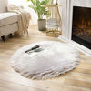 Picture of Ashler Soft Faux Sheepskin Fur Chair Couch Cover Area Rug Bedroom Floor Sofa Living Room Light Beige Round 3 x 3 Feet