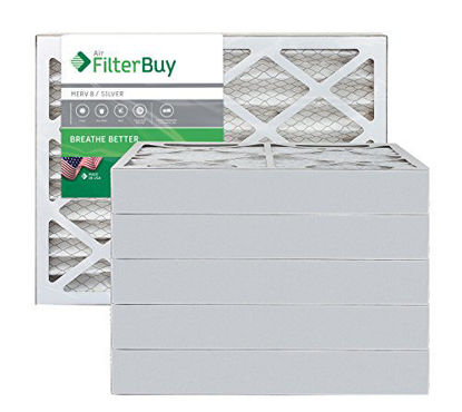 Picture of FilterBuy 12x18x4 MERV 8 Pleated AC Furnace Air Filter, (Pack of 6 Filters), 12x18x4 - Silver