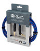 Picture of KLIQ Guitar Instrument Cable, 10 Ft - Custom Series with Premium Rean-Neutrik 1/4" Straight to Right Angle Gold Plugs, Blue/Red Tweed