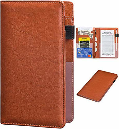 Picture of Server Books for Waitress - R64 Leather Waiter Book Server Wallet with Zipper Pocket, Cute Waitress Book&Waitstaff Organizer with Money Pocket Fit Server ApronClassic Brown