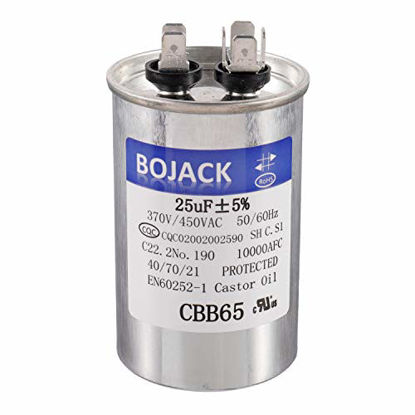 Picture of BOJACK 25 uf 370V 450V AC CBB65 Motor and Fan Starting Round Capacitor 25 MFD 10000AFC