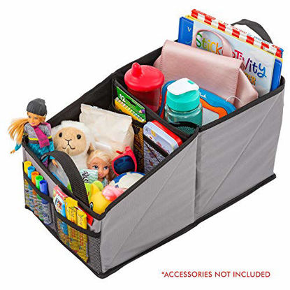 Picture of Lusso Gear Car Seat Organizer for Front or Backseat with Black Stitching Great for Adults & Kids Featuring 9 Storage Compartments for Toys, Magazines, Tissues, Maps, Books, Documents, Games & More