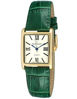 Picture of Peugeot Women's 14K Gold Plated Tank Leather Dress Watch with Roman Numerals Dial, Green