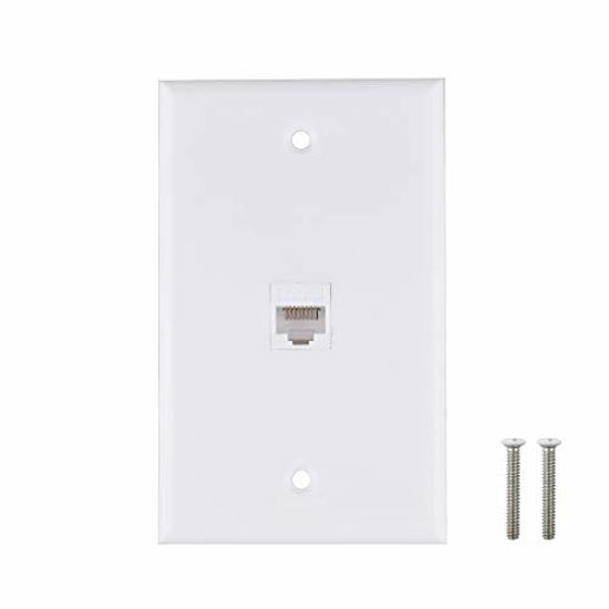 Picture of Ethernet Wall Plate, 1 Port Cat6 Keystone Female to Female Wall Plate - White