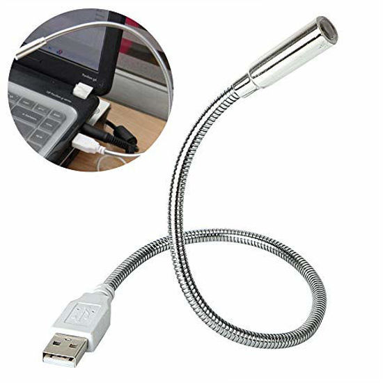 Picture of LinaLife USB Flexible Bright LED Night Light Lamp Laptop Portable Computer Metal PC Modern USB LED Lamp, Computer Keyboard Light for Laptop, Flexible Gooseneck Tube