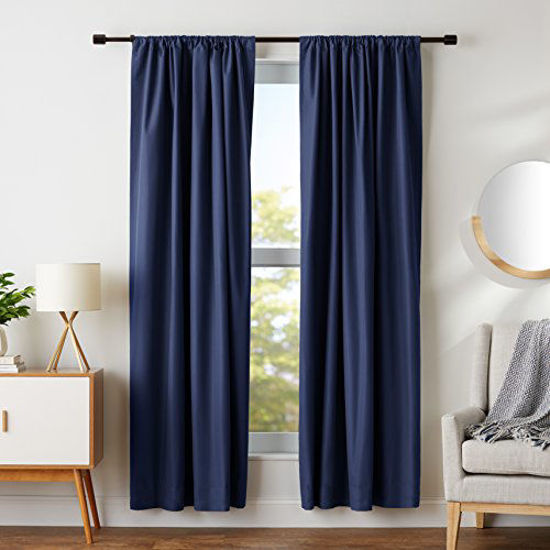 Picture of Amazon Basics Room Darkening Blackout Window Panel Curtains - Pack of 2, 52 x 84 Inch, Navy Blue