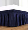 Picture of Biscaynebay Wrap Around Bedskirts with Adjustable Elastic Belts, Elastic Dust Ruffles, Easy Fit Wrinkle & Fade Resistant Silky Luxrious Fabric, Navy for Queen Size Beds 25 Inches Drop