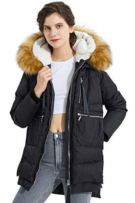 Picture of Orolay Women's Thickened Down Jacket Winter Hooded Coat with Faux Fur Trim Blackfur 2XS