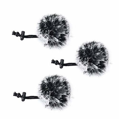 Picture of Comica CVM-MF1(G) Outdoor Furry Microphone Wind Muff (Dead cat) for lavalier lapel microphone Comica Audio-Technica lavalier clip on lapel microphone.(3 Pack)(Gray)