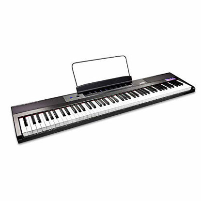 Picture of RockJam 88-Key Beginner Digital Piano with Full-Size Semi-Weighted Keys, Power Supply, Simply Piano App Content & Key Note Stickers, Black