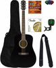 Picture of Fender Squier Dreadnought Acoustic Guitar - Black Bundle with Fender Play Online Lessons, Gig Bag, Tuner, Strings, Strap, Picks, and Austin Bazaar Instructional DVD