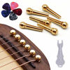 Picture of Guitar Bridge Pins 6pcs Pure Brass Endpin for Acoustic Guitar 6 Strings Nail Pegs Fixed Cone, Replacement Parts with Bridge Pin Puller Remover & 5 Guitar Picks - Kimlong