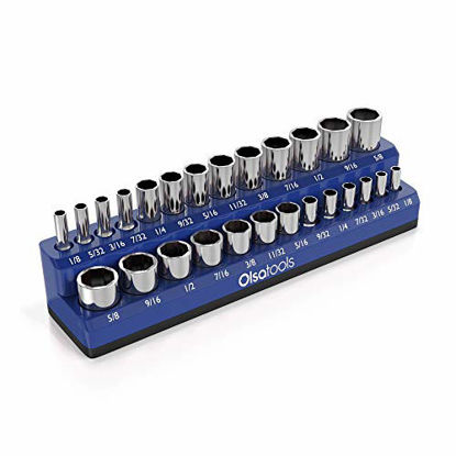 Picture of Magnetic Socket Organizer | 1/4-inch drive | SAE BLUE | Holds 26 Sockets | Premium Quality Tools Organizer | by Olsa Tools