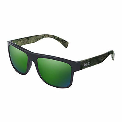 Picture of HUK Eyewear Full Frame, Clinch, 125, Matte Black/Southern Tier Subphantis/Smoke/Green Mirror