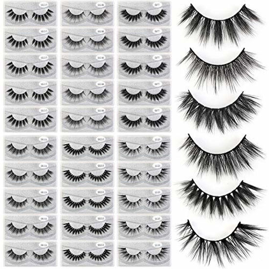 Picture of MAGEFY 30 Pairs 6 Styles Faux Mink Eyelashes, Natural Look to Dramatic Fluffy False Eyelashes, Handmade Reusable Soft Fake Eyelashes (30 Pairs + 30 Portable Boxes)