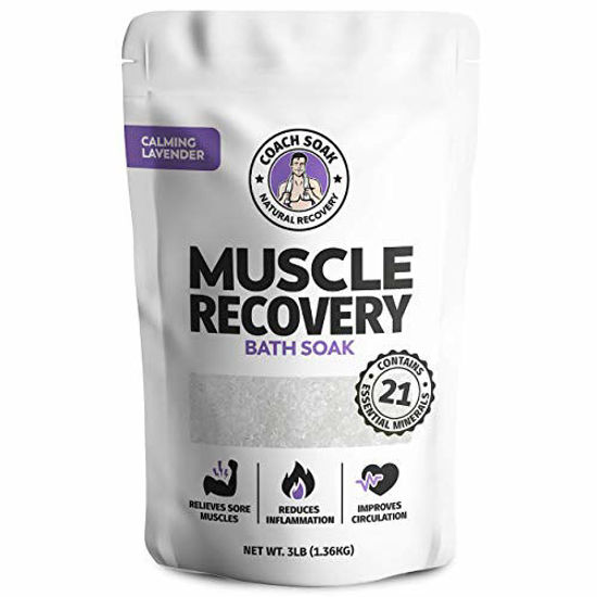 Picture of Coach Soak: Muscle Recovery Bath Soak - Natural Magnesium Muscle Relief & Joint Soother - 21 Minerals, Essential Oils & Dead Sea Salt - Absorbs Faster Than Epsom Salt for Soaking (Calming Lavender)