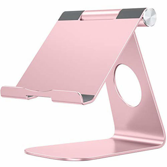 Picture of Tablet Stand Holder Adjustable, OMOTON T1 iPad Stand, Desktop Aluminum Tablet Dock Cradle Compatible with iPad Air 4/Mini, New iPad 10.2/9.7, iPad Pro 11/12.9, Samsung, Nintendo and More, Rose Gold