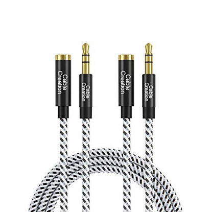 Picture of 3.5mm Headphone Extension Cable, CableCreation 3.5mm Male to Female Stereo Audio Extension Cable Adapter with Gold Plated Connector, [2-Pack] 6 Feet