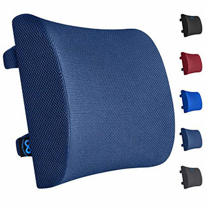 Picture of Everlasting Comfort Lumbar Support Pillow for Office Chair - Pure Memory Foam Back Cushion for Car (Navy Blue)