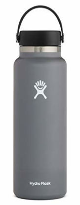 Picture of Hydro Flask Water Bottle - Stainless Steel & Vacuum Insulated - Wide Mouth 2.0 with Leak Proof Flex Cap - 40 oz, Stone