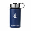 Picture of HYDRO CELL Stainless Steel Water Bottle with Straw & Wide Mouth Lids (40oz) - Keeps Liquids Perfectly Hot or Cold with Double Wall Vacuum Insulated Sweat Proof Sport Design (Navy Blue 40oz)