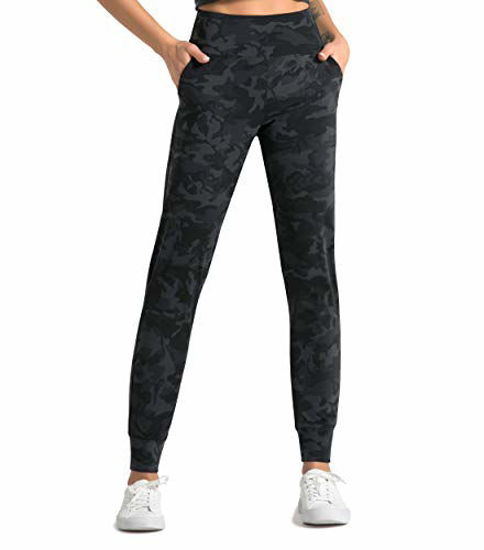 Picture of Dragon Fit Joggers for Women with Pockets,High Waist Workout Yoga Tapered Sweatpants Women's Lounge Pants (Joggers78-Black&Grey Camo, X-Large)