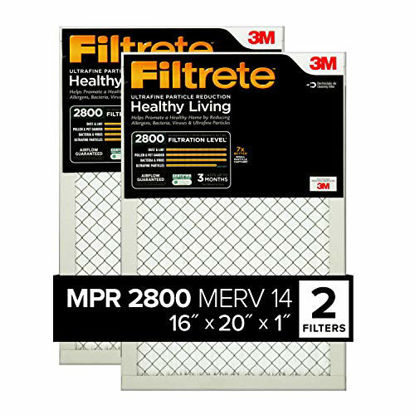 Picture of Filtrete 16x20x1, AC Furnace Air Filter, MPR 2800, Healthy Living Ultrafine Particle Reduction, 2-Pack (exact dimensions 15.719 x 19.719 x 0.78)