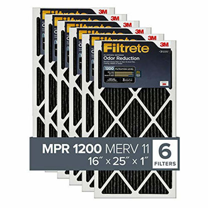 Picture of Filtrete 16x25x1, AC Furnace Air Filter, MPR 1200, Allergen Defense Odor Reduction, 6-Pack (exact dimensions 15.69 x 24.69 x 0.81)