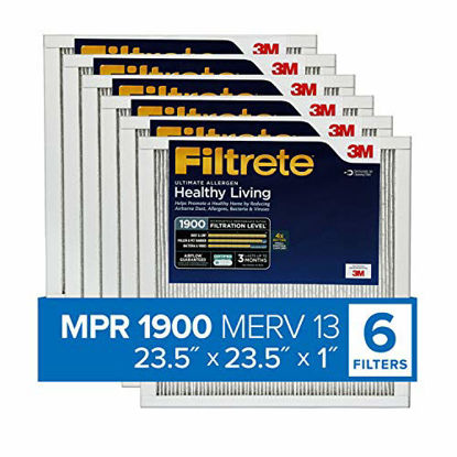 Picture of Filtrete 23.5x23.5x1, AC Furnace Air Filter, MPR 1900, Healthy Living Ultimate Allergen, 6-Pack (exact dimensions 23.22 x 23.22 x 0.78)