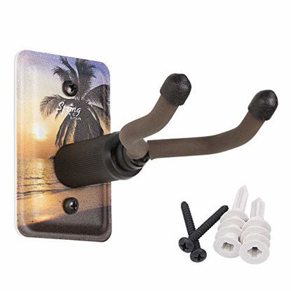 Picture of String Swing Ukulele Wall Mount Stand for Mandolin Ukele Banjo - Concert Pineapple Soprano Tenor and Baritone Compatible - Safety Home or Studio Accessories without Case - Palm Tree CC60UK-P