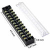 Picture of 15pcs (5 Sets) Terminal Block - 5pcs 12 Positions 600V 15A Dual Row Screw Terminal Strip with Cover + 10pcs 400V 15A 12 Positions Pre-Insulated Terminal Barrier Jumper Strips Black & Red by MILAPEAK