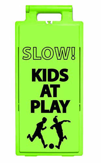 Picture of Cortina Lamba 2x4 Safety Sign"Slow Kids at Play" 25"x11.5"x1.5", 03-600-60L, Lime