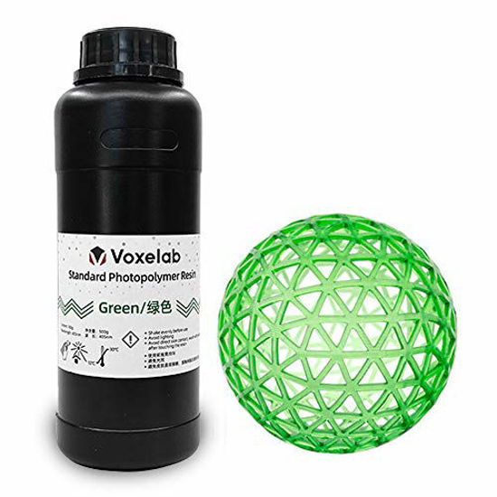 Picture of VOXELAB 3D Printer Resin, Rapid Resin LCD UV-Curing Resin 405nm Standard Photopolymer Resin for LCD 3D Printing, High Precision & Quick Curing & Excellent Fluidity - 500ML (Green)