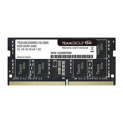 Picture of TEAMGROUP Elite DDR4 8GB Single 2666MHz (PC4-21300) CL19 Unbuffered Non-ECC 1.2V SODIMM 260-Pin Laptop Notebook PC Computer Memory Module Ram Upgrade - TED48G2666C19-S01 - (1x8GB) Single