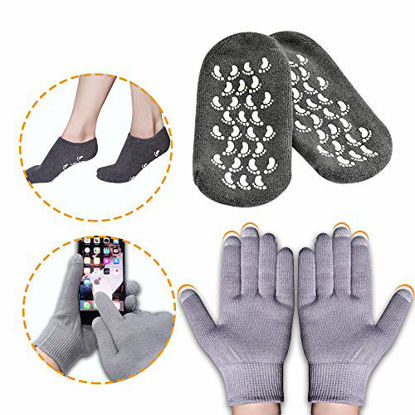 Picture of Moisturizing Socks and Gloves, Gel Socks Soft Moisturizing Socks, Gel Spa Socks For Repairing and Softening Dry Cracked Feet Skins, Gel Lining Infused with Essential Oils and Vitamins