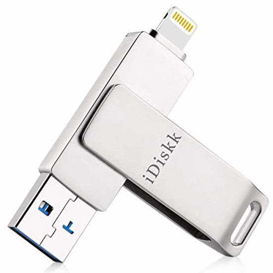 Picture of iDiskk (MFi Certified by Apple) 128GB Photo Stick for iPhone USB Flash Drive for iPhone12/12 mini/12 pro/11/11 pro/XR/X/XS/SE/8,for iPad,MacBook and PC photo Storage for iOS 14 and Touch ID Encryption